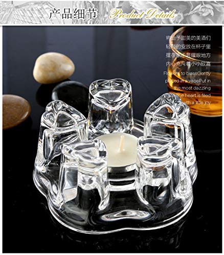Image of Teapot Warmer Crystal Glass Heart Shape Heating Base Tea Set Accessories
