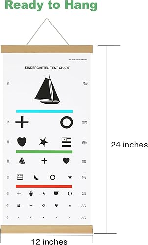 Miniatura 2 de Tabla de ojos pediátrica para niños de jardín de infantes, tabla de pared de prueba de agudeza visual para niños con marco de madera y lienzo para