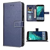 FDCWTSH Compatible with Google Pixel 1 Wallet Case Wrist Strap Lanyard Leather Flip Cover Card Holder Stand Cell Accessories Phone Cases for Pixel1 Pixle One 5 inch 2016 Women Men Blue