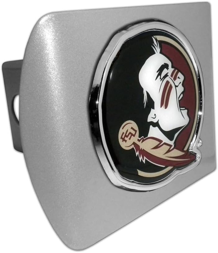 Florida State Seminole Color Emblem on Brushed Hitch Cover