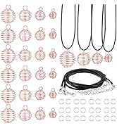 PH PandaHall 24pcs 4 Sizes Spiral Bead Cages Pendants Stone Holder Necklace Cage 24 Strands 17 In...