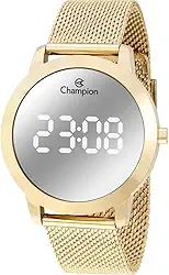 Relógio Feminino Champion Digital Espelhado Pulseira Mesh + Kit Colar e brincos CH40106B