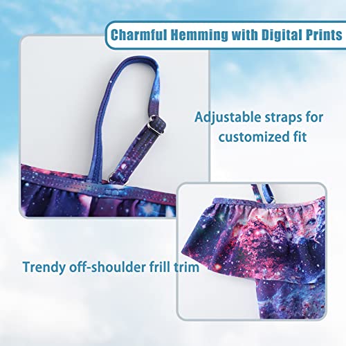 Image of Girls One Piece Swimsuits Off Shoulder Bathing Suit for Kids Hawaiian Swimwear 3-16 Years