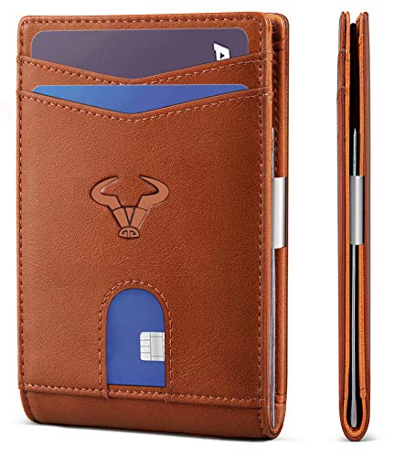 Image of BULLIANT Slim Wallet Men, Leather Wallet Front Pocket Card Holders for Gift Men 3"X4.3"