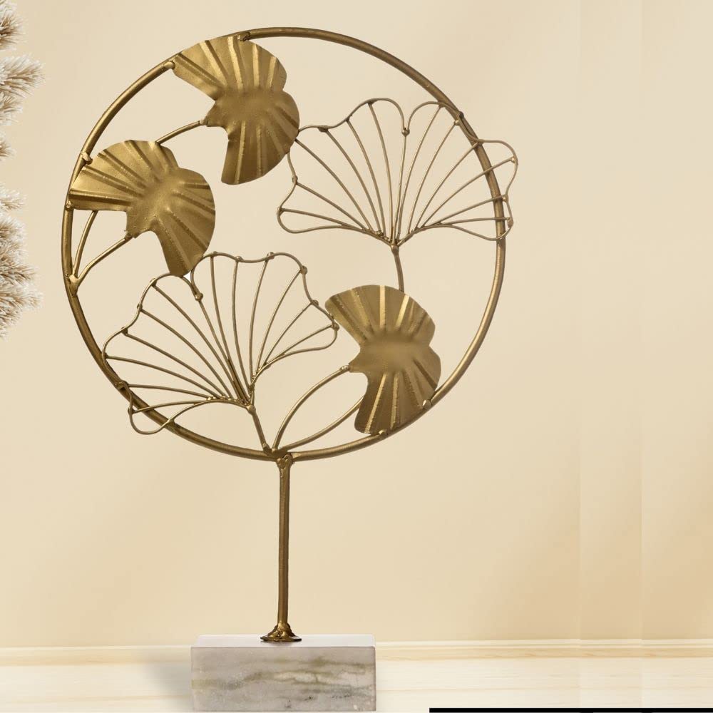 STREET CRAFT - Metal Table Decor for Home/Office/Hotel/Cafe/Bar/Living Room/Decor | (Metal Ginkgo Leaves Table Decor (Golden))