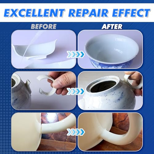 Ceramic Glue, Best Super Glue for Ceramic, Porcelain, Pottery and China Repair - Ultra Strong, Waterproof, High Temperature Resistant, Food Grade Adhesive for Mugs and Dishes, Tiles, Crafts, and More