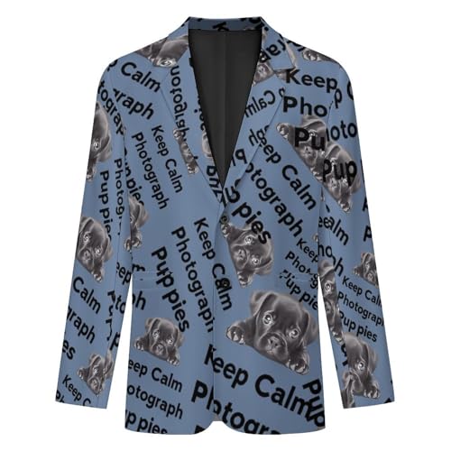 Keep Calm and Photograph Puppies Men's Slim Suit Long-Sleeve Prom Tuxedo Classic Two Button Business Jacket4