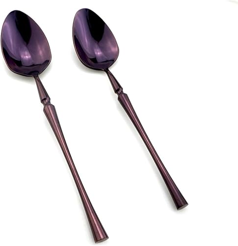 Miniatura 5 de JASHII Juego de cubiertos de acero inoxidable de 6 piezas, servicio para 1 juego de vajilla de cocina, elegante juego de vajilla morada, cuchillo,
