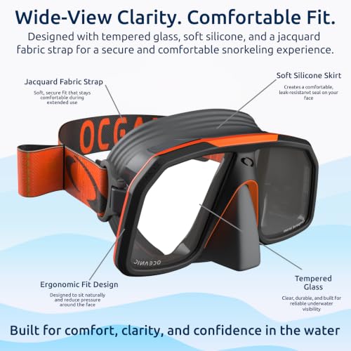Oceanic Adult Mask + Snorkel Set, máscara de doble lente y tubo de snorkel Dry Top miniatura 3