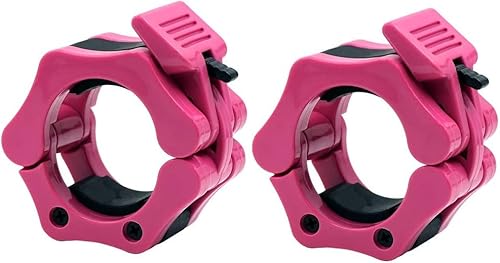 Strainho 2" Olympic Barbell Clamps, Quick Release Weight Clips For Bars, Bar Clips Weight Lifting, Non-Slip 2 Inch Bar Clamps Lock For Weight Plate, Fit Training & Bodybuilding (Pink) #TOP2