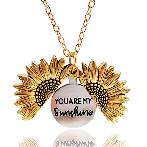 YKULEW Collana con Medaglione di Girasole Collana con Pendente inciso...