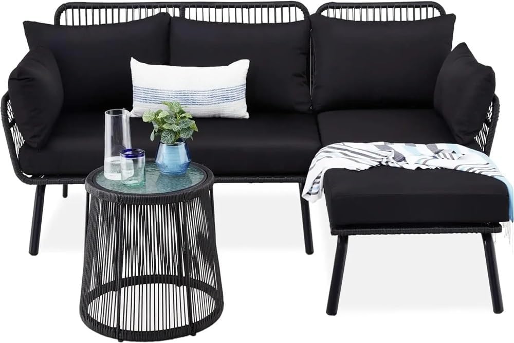 Outdoor Furniture Set, Outdoor Furniture, Patio Conversation Sets, Outdoor Sofa Set, w/Thick Cushions, Detachable Lounger, Patio Sofa Set (Color : C)