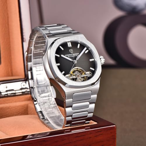 Image of RollsTimi Pagani Design Men's Watch, PD-YS025, Men's Automatic, Skeleton Tourbillon, Business Mechanical Movement, Sporty Sapphire Lens, Stainless Steel Bracelet, 42 mm Case
