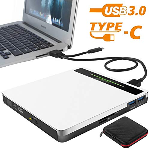 External CD DVD Drive NOLYTH 5-in-1 USB-C CD DVD RW Player Burner Writer
