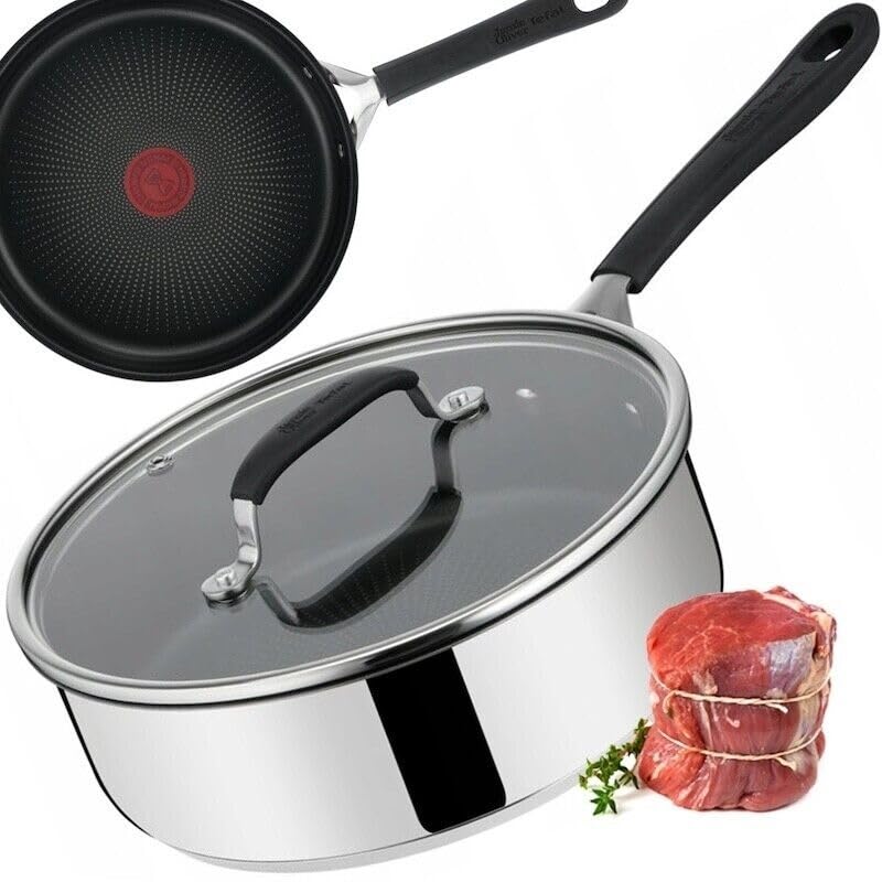 Tefal Jamie Oliver Home Cook, sauteuse en acier inoxydable, 24 cm, 3,5 L