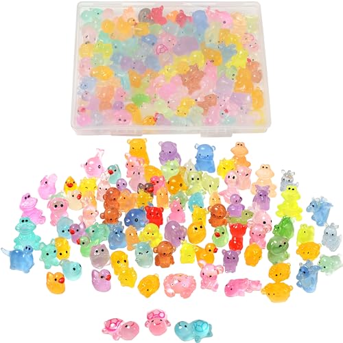 Mini Resin Ducks Tiny Animals Various Small Animals Dog Rabbit Turtle Chick Bird Glow in The Dark for Garden Micro Landscape Potted Dollhouse DecorRandom Style