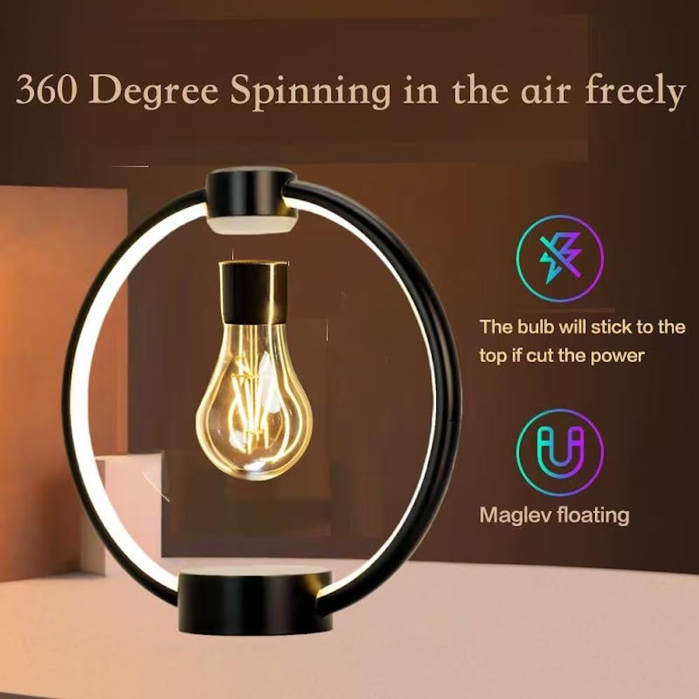 Lampe Ampoule en Levitation Lampe de nuit flottante et tournante Lampe à ampoule LED à contrôle tactile Décoration pour chambre d'enfant Chambre à coucher Bureau Maison
