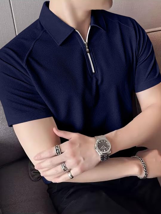 Image of GRECIILOOKS Tshirt for Man | T Shirt for Mans | Mens Tshirts | Polo T- Shirt for Mens | Half Sleeve Polo Neck Tshirt for Men (Available in Plus Sizes)