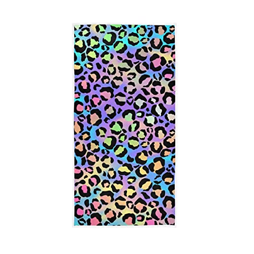 Ollabaky Hand Towels Rainbow Leopard Print Fingertip Towels Super Soft Breathable Absorbent Multipurpose Face Towels For Kitchen Bathroom Bedroom Travel, 30 X 15 Inch #TOP3