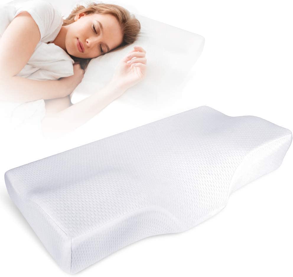 Image of Rylan Cervical Memory Foam Pillow for Neck Support | 2-Year Manufacturing Warranty | Orthopedic Contour Pillow for Cervical Spine Alignment & Shoulder Support | Made in India