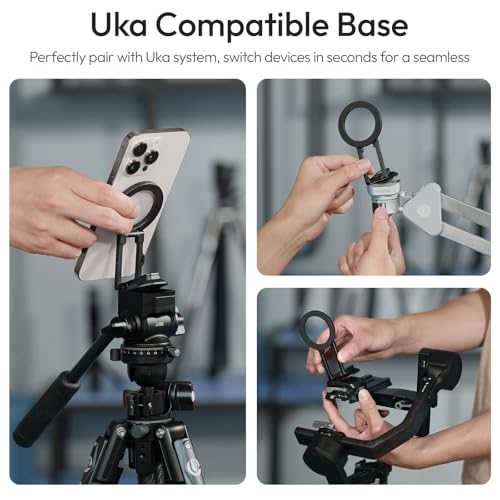Image of ULANZI MA50 Phone Holder for Magsafe, Aluminium Magnetic Phone Tripod Stand | 1 /4 inch Screw Hole for Tripod Selfie Sticks, 12mm Folded for Travel, Dual Magnetic Phone Stand for iPhone 17 /16 /15 /14 /13 /12