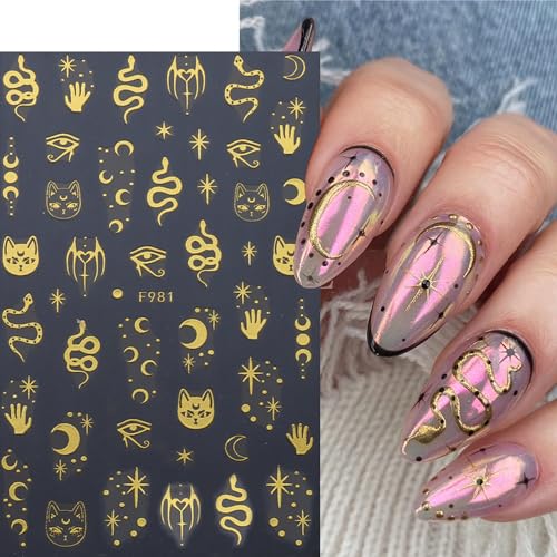 Tyuimhx TYUIMHX-471 8Sheets Gold Plastic Nail Art Stickers Decals thumb #2