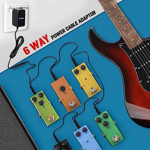 Strich Guitar Pedal Power Supply Adapter 9V Dc 1A Tip Negative, 6 Way Daisy Chain Cables, Power Adapter For Guitar Pedal Bass Effect Pedal Board, Spa-10 #TOP6