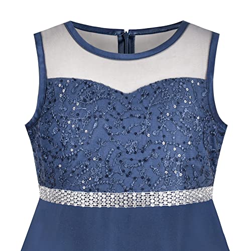 Sunny Fashion Girls Dress Rhinestone Chiffon Bridesmaid Dance Ball Maxi Gown3