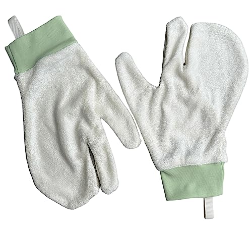 Image of My Fruit Shack Nooks & Crannies Organic Bamboo Wash Mitt - Newborns, Babies, Toddlers, Sensitive Skin Washcloth, Easy Washing