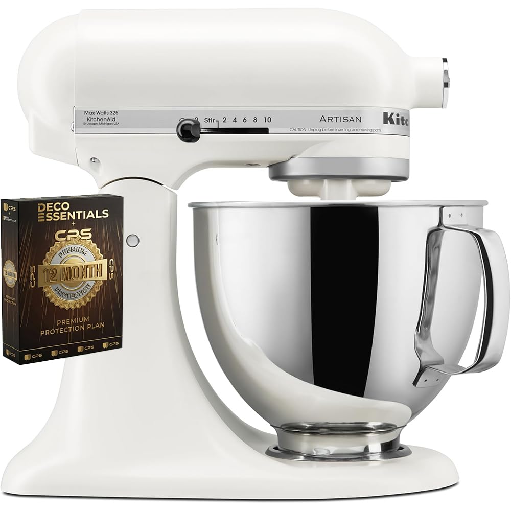 KitchenAid Artisan 5-Quart Tilt-Head Stand Mixer in Porcelain White Bundle