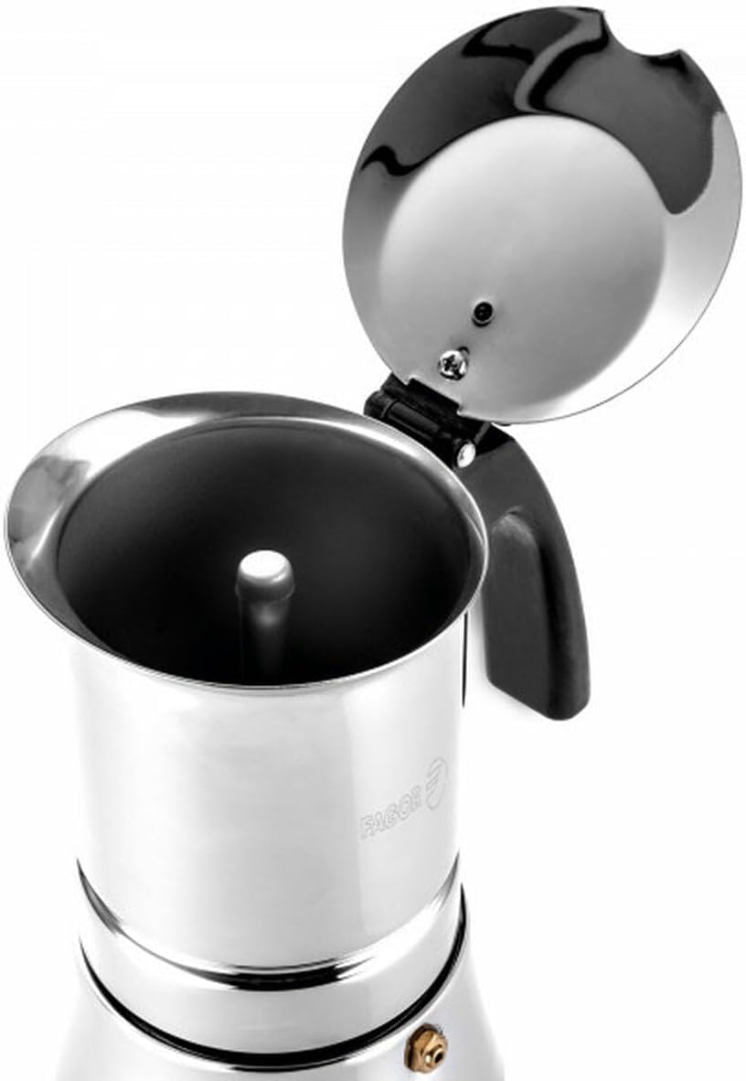 Fagor Etnica Espresso Machine Induction, Stainless Steel 18/10 Espresso Maker, Italian Coffee, Moka Jug Coffee Maker, 6 Cups, Suitable for All Types of Cookers, Glass Ceramic, Gas, Electric