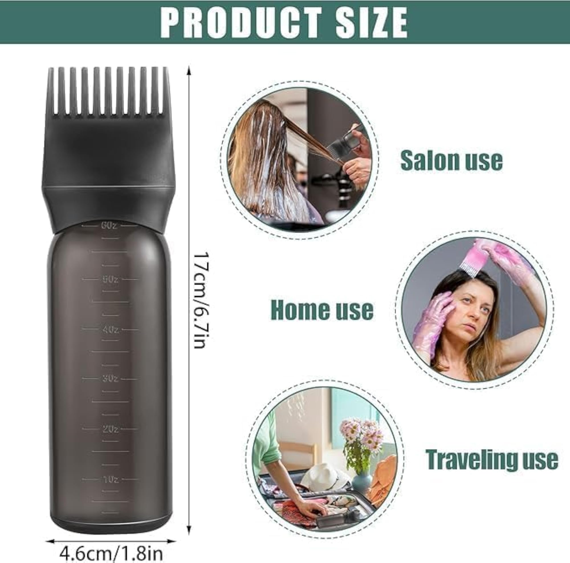 Pack of 2 Hair Oil Applicator Bottles with Comb