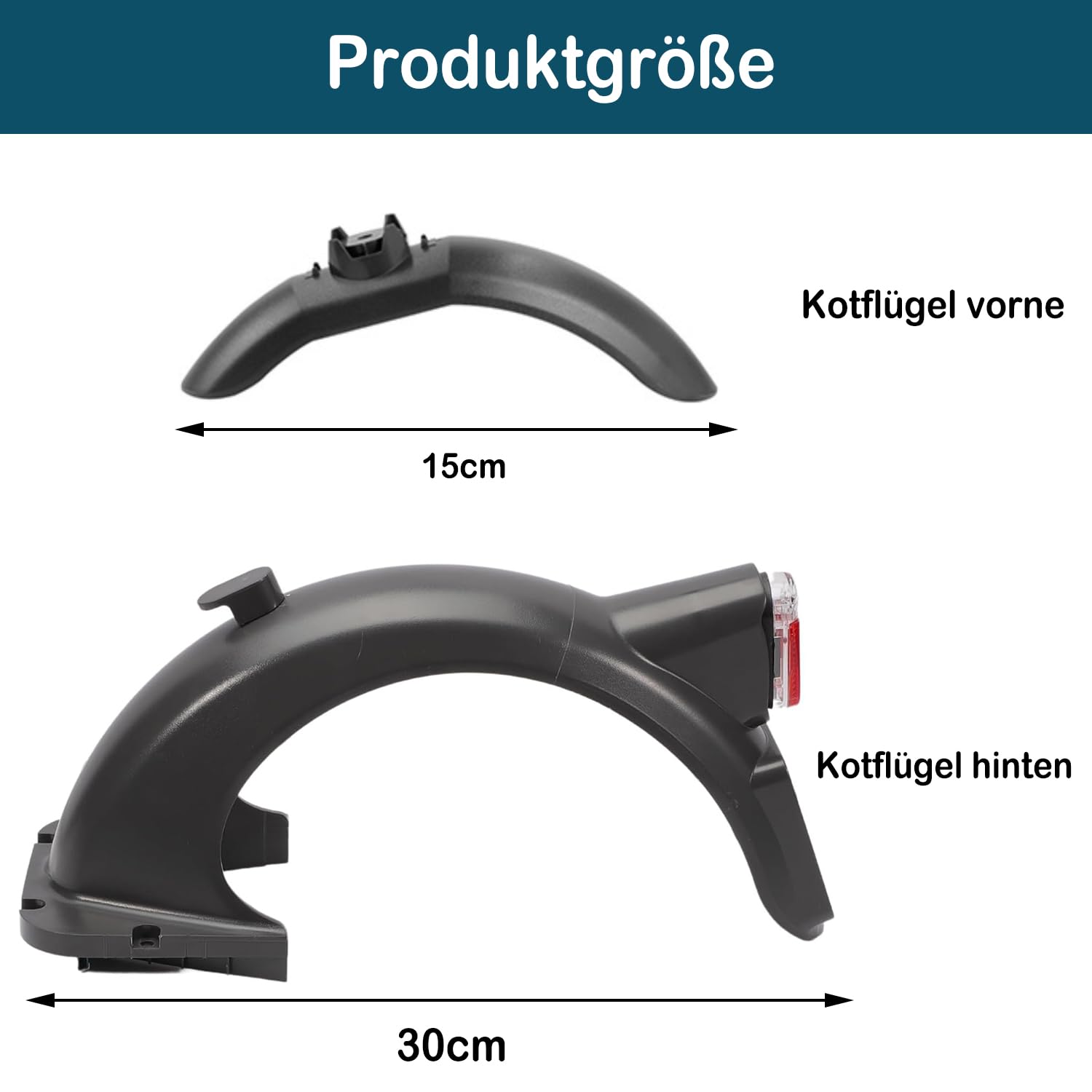 LINGHUANG Spatbord achter met haak en led-achterlicht voor Segway Ninebot Max G30 / G30LP / G30LE / G30LE II / G30D / G30E / G30E II elektrische scooter vervangende accessoires