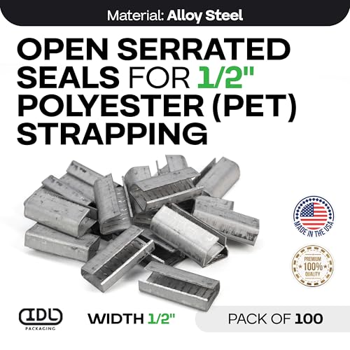 idl packaging open serrated seals of 12534 length for 1234 strap width polyester pet strapping pack of 100 - increased load securement due to serrated design of strapping clips