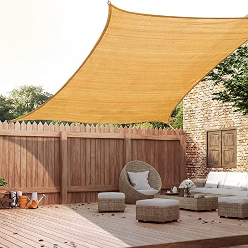 Quictent 20x16ft Rectangular Sun Shade Sail 185G HDPE Canopy 98% UV Block Outdoor Patio Garden Commercial Deck with Hardware Kit (Sand)