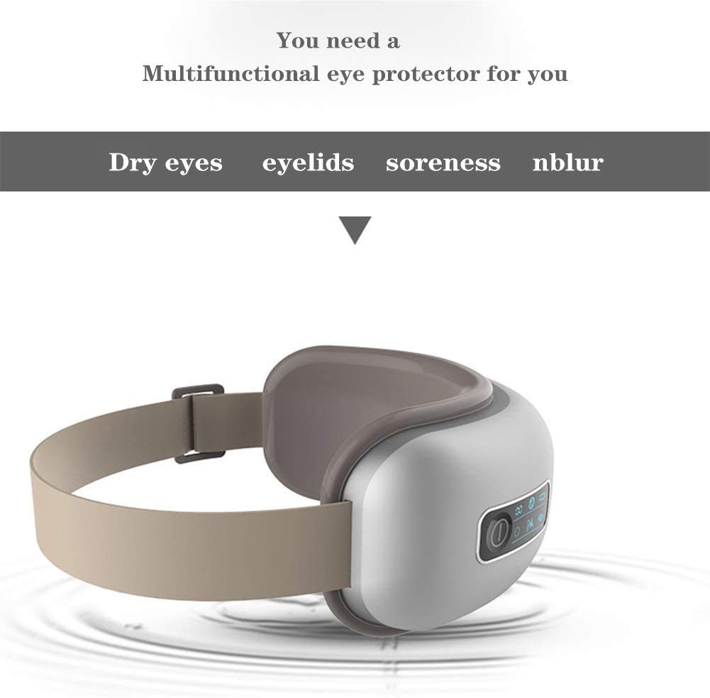 Augenmassagegerät, 6 Funktionen, 5 Modi, elektrisches Augenmassagegerät mit Wärme, Vibration, Luftdruck 4D zur Linderung der Ermüdung der Augen, Bluetooth-Musik, Verbesserung des Schlafes,