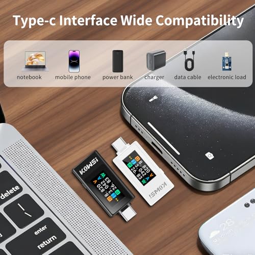 Image of USB C Tester Power Meter, 4-30V 0-12A Type-C Tester Digital Multimeter, Voltage and Current Tester Meter Voltmeter, Power Bank Capacity USB Cable Charger Detector (KWS-1902L)