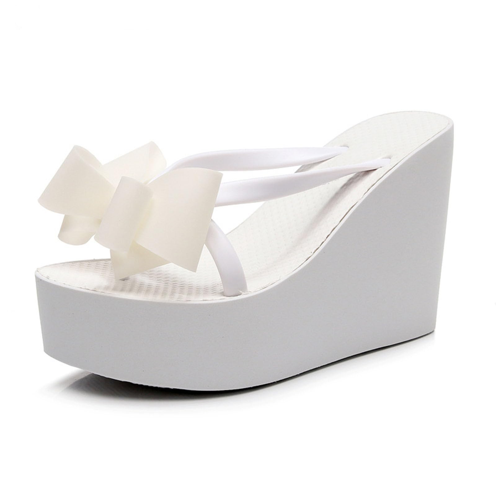 Amazon.com: CPMBFDC Women's Flip Flops Bow Wedge Heel