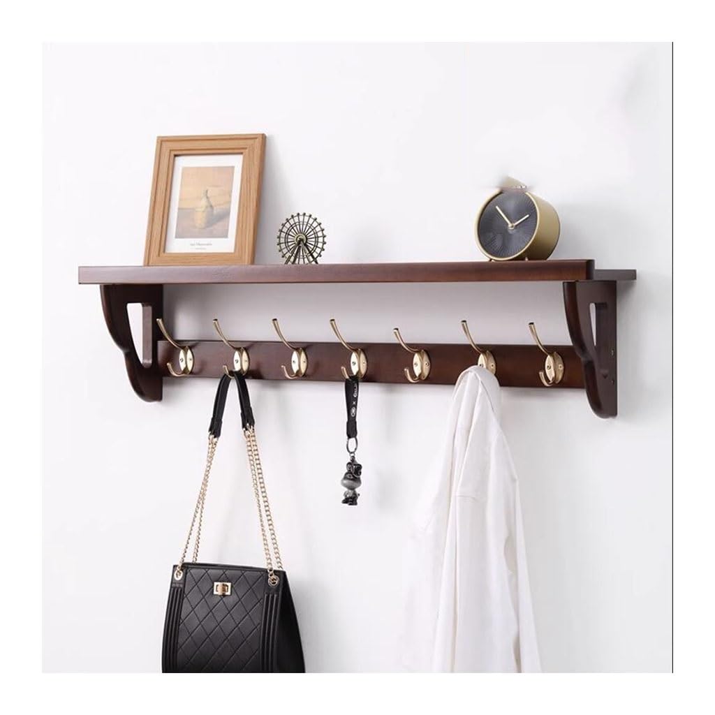 JNTFNE Wall Mount Coat Rack with Shelf - Wood Hanging Hanger Hat for Entryway Mudroom Hooks Underneath