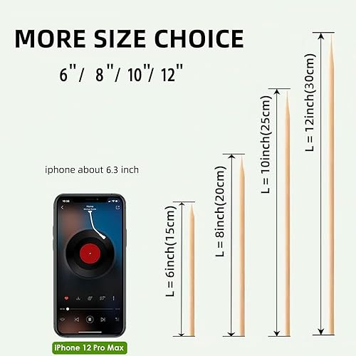 Miniatura 2 de 300 brochetas de bambú de 8 pulgadas, pinchos de madera para aperitivos, palitos de kabob, frutas, barbacoa, parrilla, fuente de chocolate, pollo