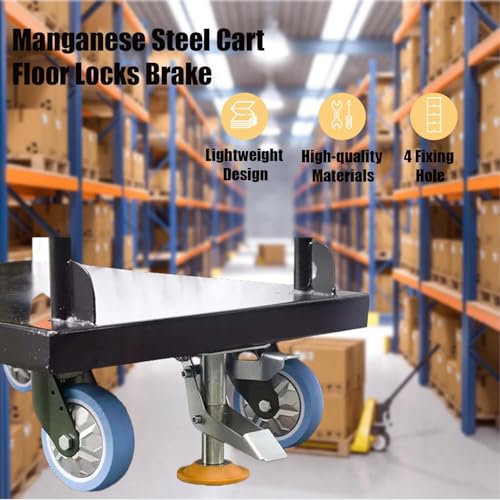 Image of Floor Lock, Adjustable Height Trolley Brake Floor Lock, Manganese Steel 100kg Bearing Trolley Cart Lock with TPU Pad for 4 in Casters(X-75-32-3) (2)