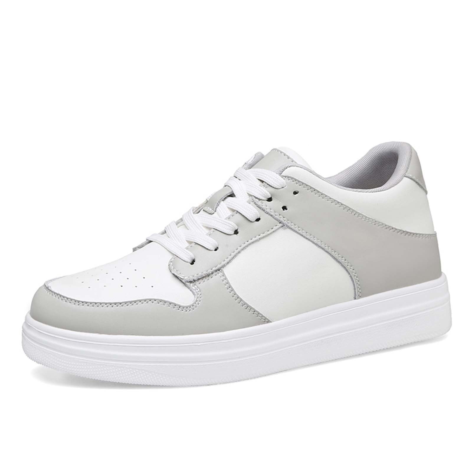 Elevator Zapatos Hombre Transpirable Zapatillas de Cuero Zapatos Casual Zapatos Blancos Zapatos de Senderismo Clásicos Zapatos con Cordones Cómodos Zapatillas Deportivas al Aire Libre para la