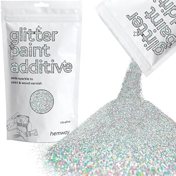 Hemway Glitter Paint Additive - Silver Holographic | 100g Metallic Flakes for Adding Sparkle to Paints & Wood Varnish | Add to Emulsion, Acrylic & Latex for Indoor Sparkly Walls