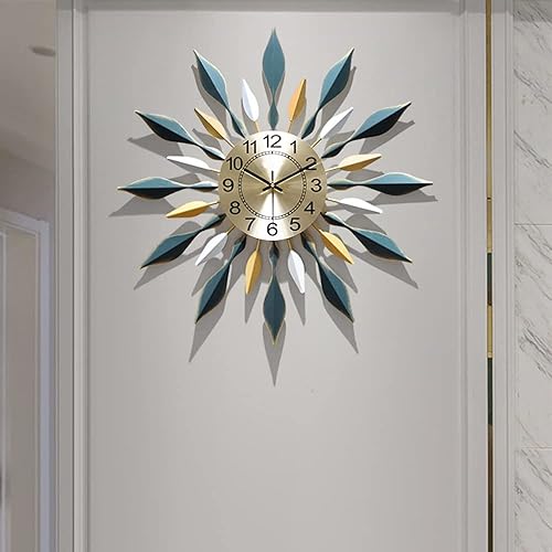 Miniatura 4 de XIALIUXIA Reloj de pared grande de metal, reloj de pared nórdico, minimalista, moderno, silencioso, 3D, sin tictac, reloj de pared para sala de