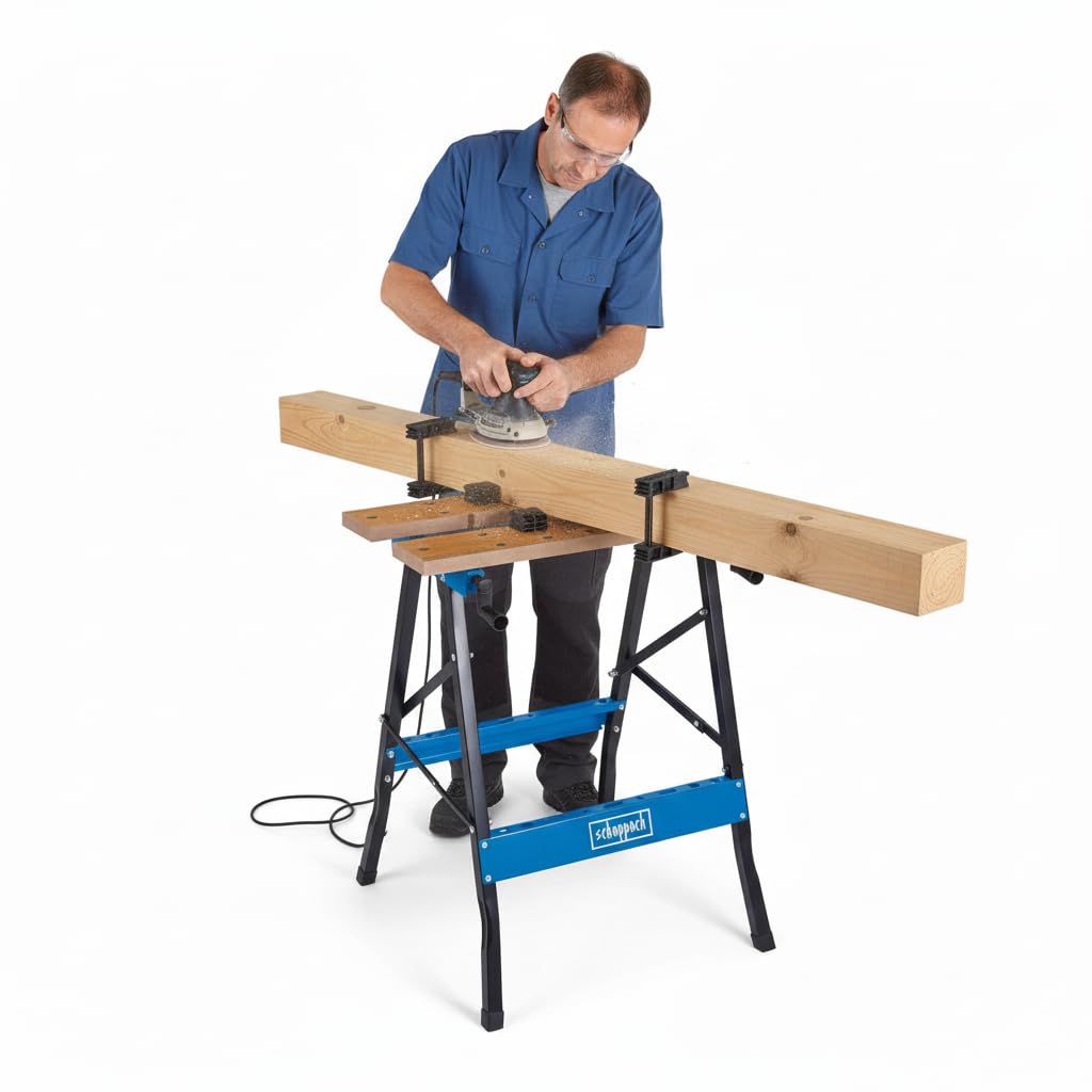 Scheppach Werk- und Spanntisch WB150 klappbar | 150kg Traglast | 793mm Arbeitshöhe | 0-245 mm Spannbreite | 4 Spannbacken | Skala & Winkelangaben | Arbeitstisch Werkbank Werktisch Arbeitsbock