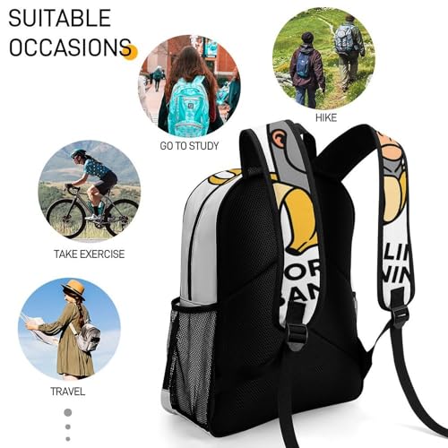 Gorillini-bananini Merch Large Travel Backpack Italian-Brainrot Meme Waterproof Lightweight Daypack White 44x32x19cm4