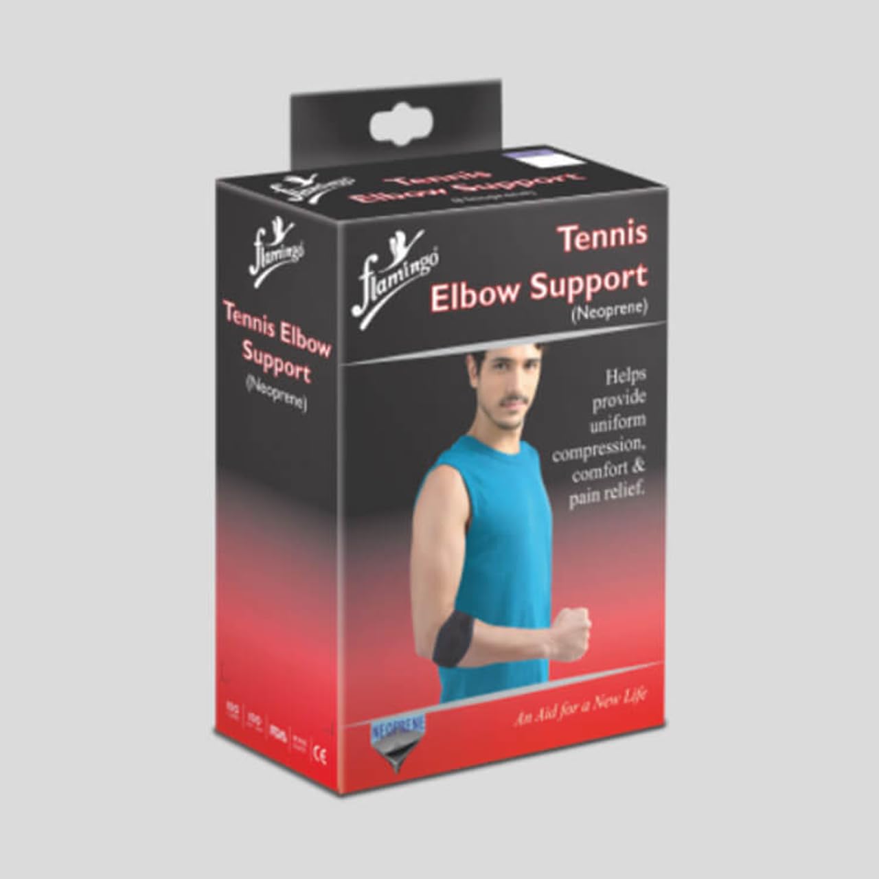 Flamingo Tennis Elbow Support (Neoprene), Black, Universal-image-3