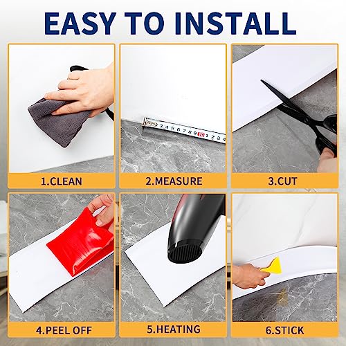 Heonay Flexible Baseboard Molding Trim 4 Inch Self-Adhesive Vinyl Wall Base Peel and Stick Cove Base Rubber Wall Baseboard Moulding Trim (20Ft, White) by Heonay - Image 6