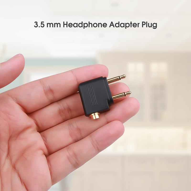 Miniatura 7 de Adaptador de auriculares de avión, adaptador de auriculares de vuelo de 0.138 in, conector de auriculares dual chapado en oro, dos conectores de