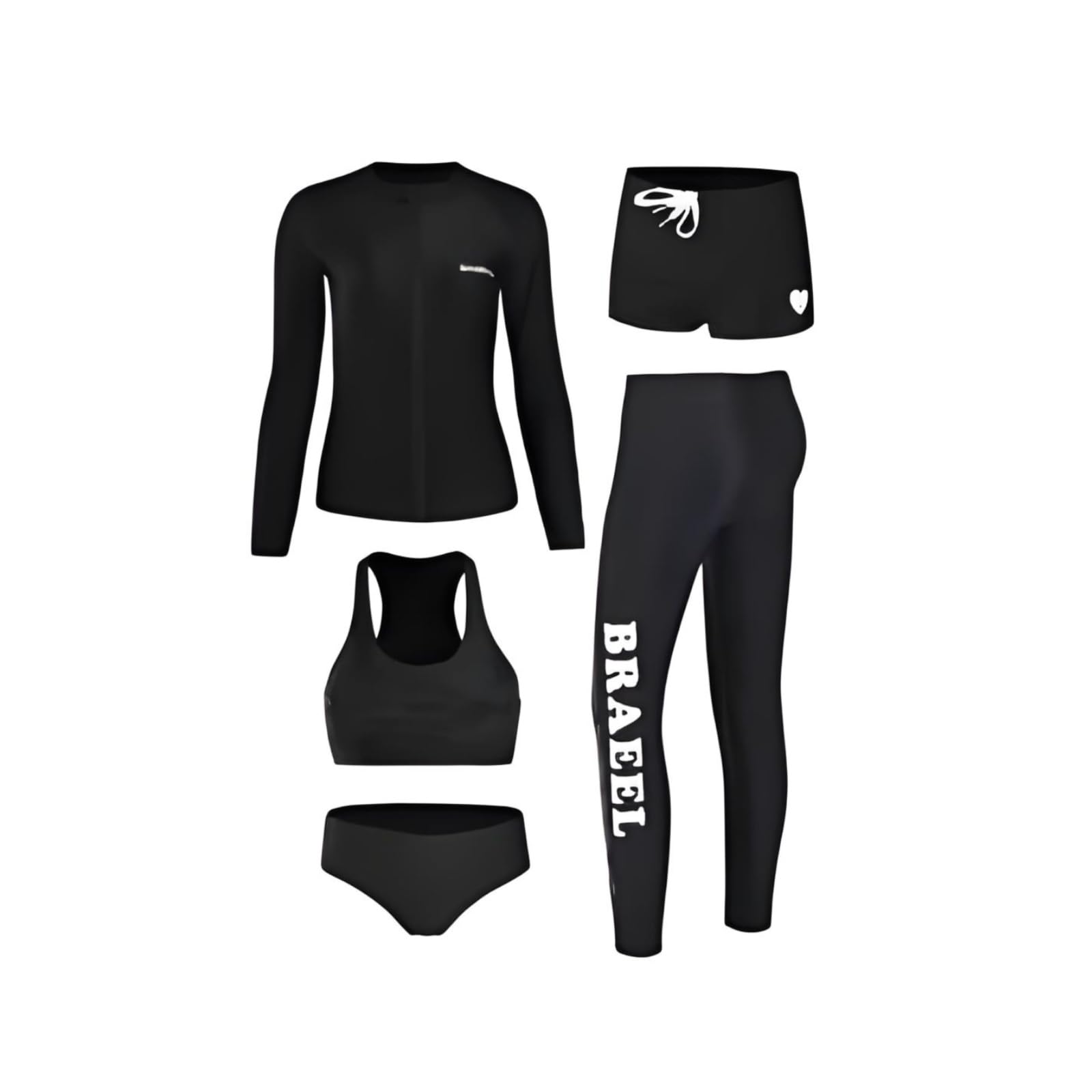 Women's Swimsuit, Sun Protection, Two Piece Set, Athletic, for Beach Black L|Clothing Shoes & Accessories| Womens Clothing| Swimwear-picture-13
